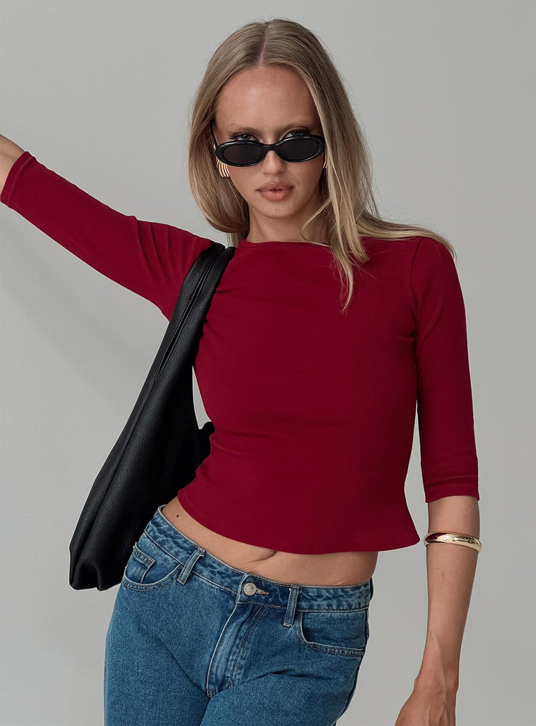 Elaia 3/4 Sleeve Top Red