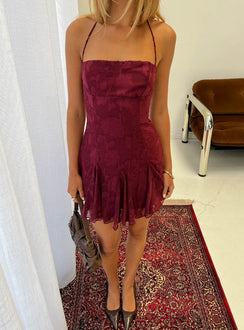 Delamere Mini Dress Burgundy Burnout