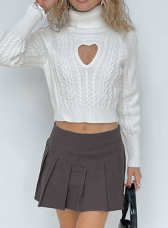   front view of model wearing Princess Polly Bianchie Mini Skirt Charcoal Mini Skirts 