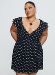 I Guess So Mini Dress Black Polka Dot V-Neck 