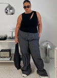 front view of model wearing Princess Polly Terrance Baggy Pant Grey Stripe Low Rise Pants 