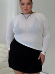 front view of model wearing Princess Polly Pratt Long Sleeve Top White Curve Full Sleeves High Neck 