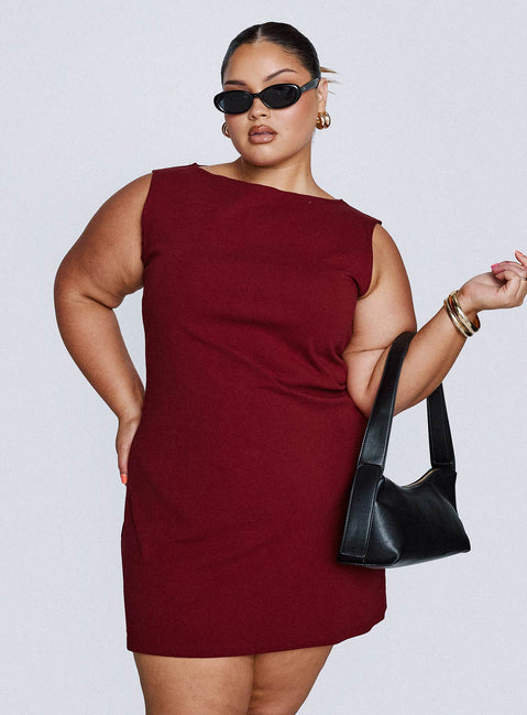 Zimmie Mini Dress Burgundy Curve