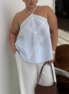 Jezabele Halter Top Blue Stripe Curve