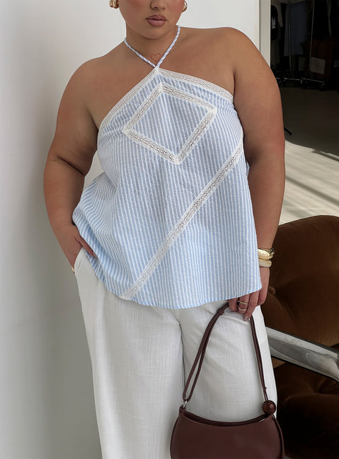 Jezabele Halter Top Blue Stripe Curve