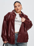 Devija Faux Leather Jacket Burgundy Curve