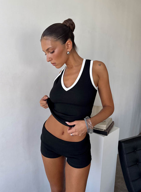 Baseline Low Rise Rib Shorts Black