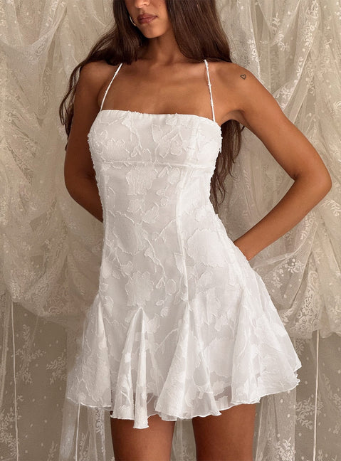 Delamere Minikleid mit Burnout-Muster in Weiß