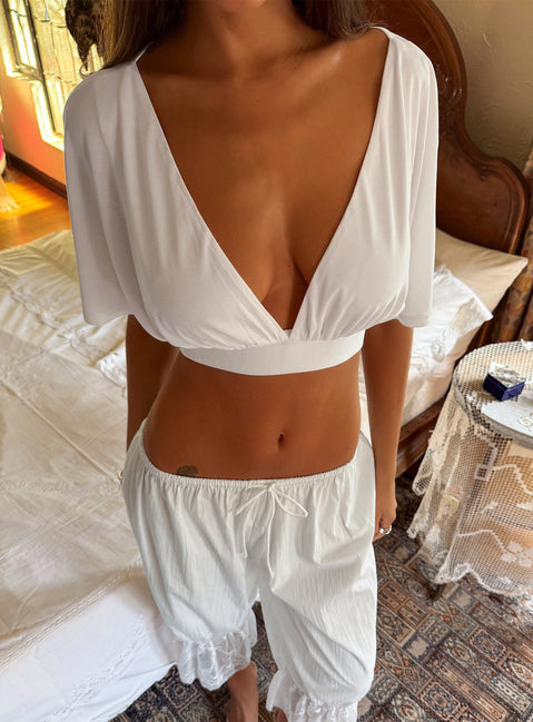 Clarenza Micro Jersey Crop Top Weiß