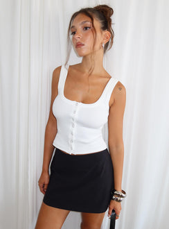 Baseline Button Front Rib Tank Top White