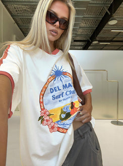 Del Mar Surf Club Oversized Grafik-T-Shirt Weiß / Mehrfarbig