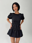 Princess Polly Round Neck  Capone Mini Dress Black