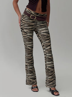 side view of model wearing Princess Polly Docella Pants Tiger 
