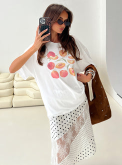 Sweet Peach Oversized Graphic Tee White