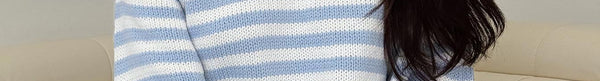 Harmony Balloon Sleeve Knit Jumper Blue Stripe