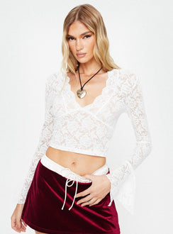 product Princess Polly Full Sleeves Square Neck  Relli Long Sleeve Lace Top White