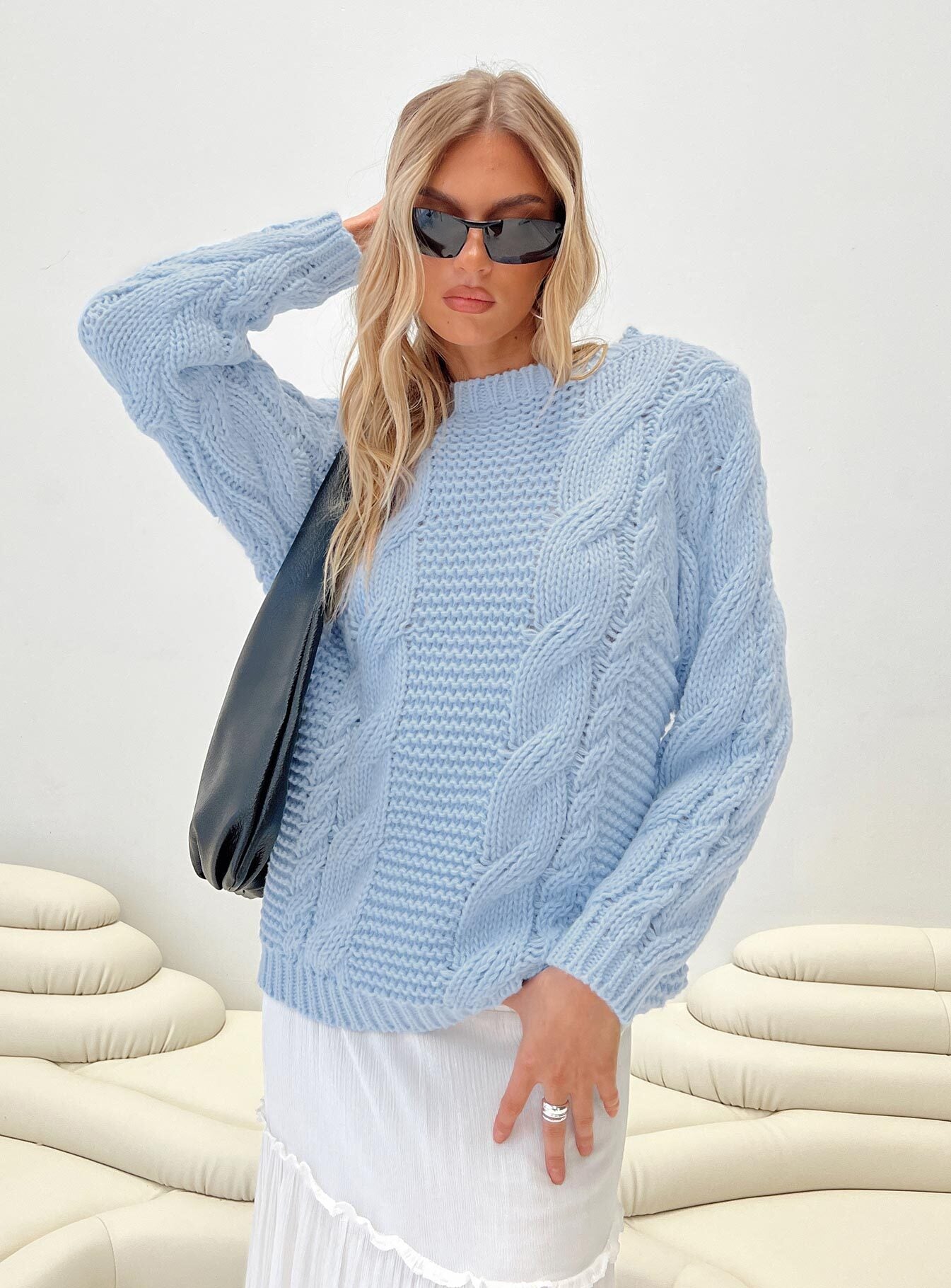 Light blue shop knit sweater