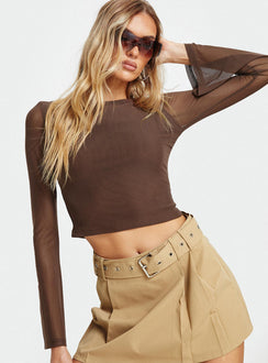 product Princess Polly Sleeveless High Neck  Lukea Long Sleeve Top Brown