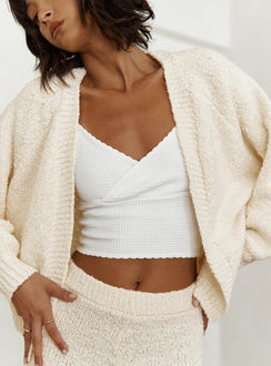 Mittens Boucle Cardigan Cream Princess Polly  Cropped 