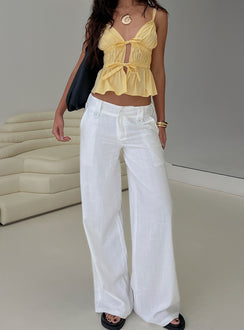back view of model wearing Princess Polly Pedra Wide Leg Pant White Low Rise Pants 
