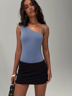 front view of model wearing Princess Polly Catch Up Bodysuit Blue Sleeveless 