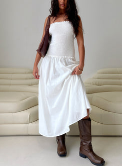 Tinsie Strapless Maxi Dress White