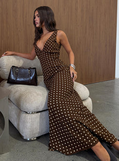 Nellie Maxikleid mit braunen Punkten