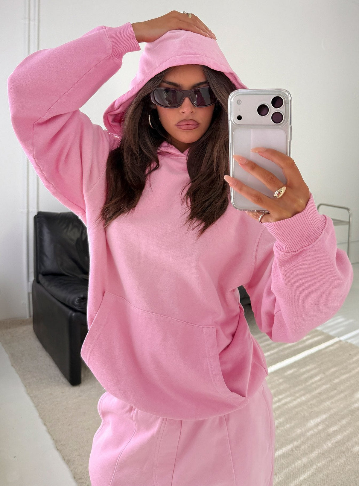 AT Pullover Oversized Hoodie Washed Pink