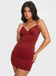 product Princess Polly Asymmetric Neckline  Sampson Mini Dress Burgundy