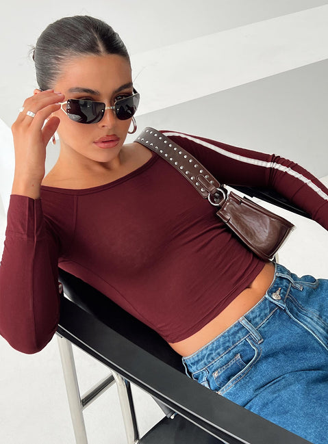 product Princess Polly Full Sleeves Square Neck  Gavya Top Adrenalin Red / White