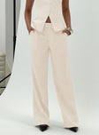 back view of model wearing Princess Polly Irresistible Wide Leg Pant Cream High Waisted Pants 