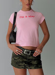 front view of model wearing Princess Polly I'm A Star Graphic Top Pink Short Sleeves Crew Neck 