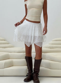   front view of model wearing Princess Polly Blossomia Mini Skirt White Mini Skirts 