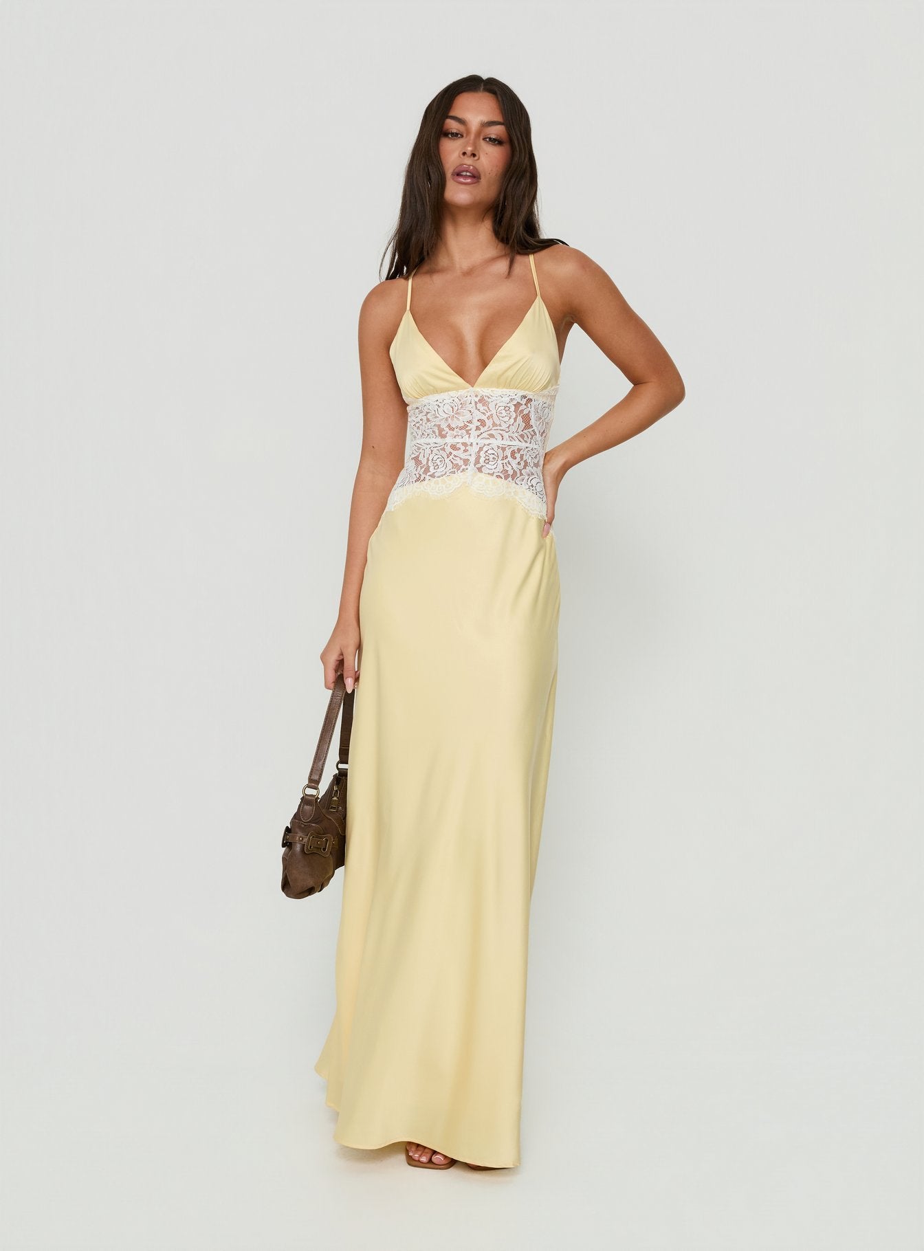 Klairee Halter Lace Maxi Dress Butter