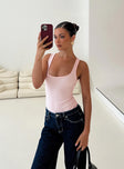 side view of model wearing Princess Polly Baseline Rib Bodysuit Pink Sleeveless 