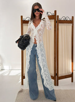 Long Nights Langarm-Maxikleid aus Spitze Moonlight