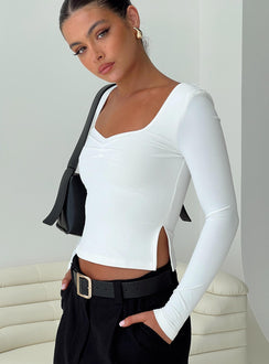 product Princess Polly Full Sleeves Asymmetric Neckline  Rehna Long Sleeve Top White