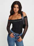 Princes Polly Full Sleeves  Arsema Off The Shoulder Bodysuit Black