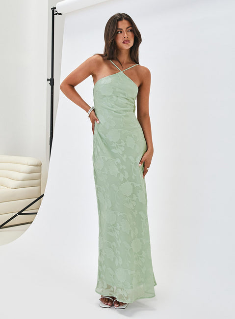Zoelle Halter Maxi Dress Sage | Princess Polly Zoelle Halter Maxi Dress Sage | Princess Polly
