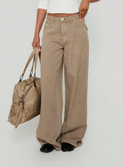 Maryjo Mid Rise Super Baggy Jeans Washed Brown
