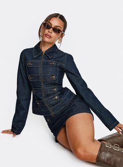 Cristen Cadet Buckle Denim Jacket Indigo