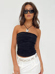 product Princess Polly Sleeveless Asymmetric Neckline  Cecile Strapless Top Black