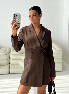 product Princess Polly High Neck  Simu Blazer Mini Dress Chocolate