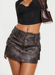 Domenic Faux Leather Mini Skirt Washed Black Petite