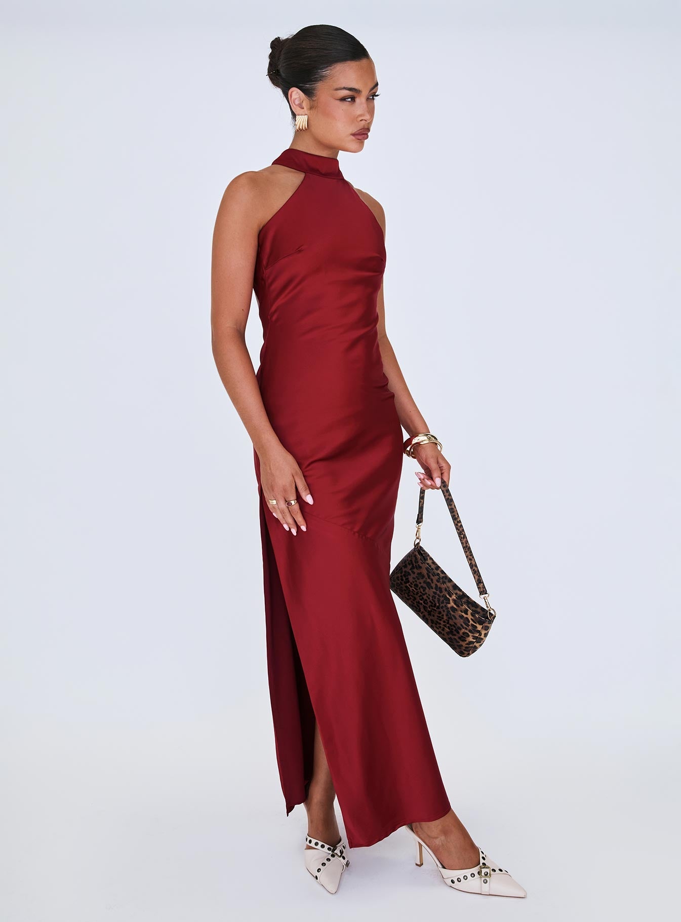 Mordecai Halter Maxi Dress Burgundy | Princess Polly Mordecai Halter Maxi Dress Burgundy | Princess Polly