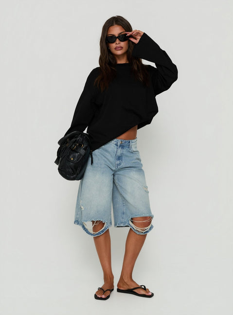 Kolumbia Low Rise Distressed Jort Hellblau Vintage