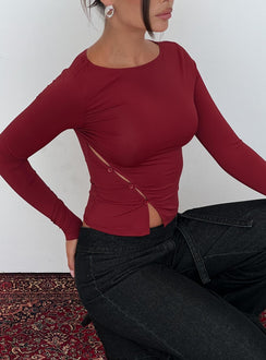 Crowded Room Button Up Long Sleeve Top Wine