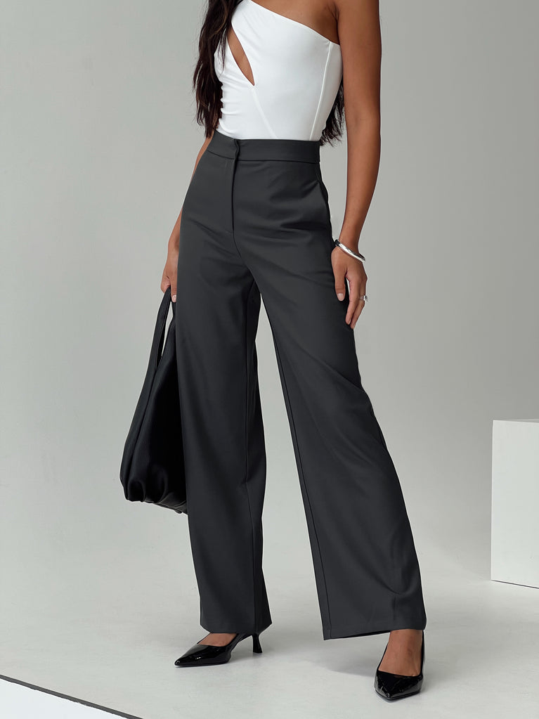 Princess Polly High Waisted Pants  Burnette Pants Slate