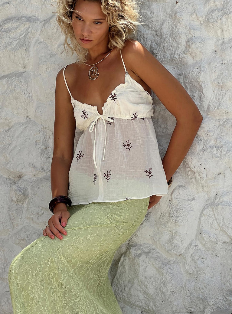 Cinnamon Embroidered Top Cream