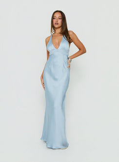 Odyssa Halter Maxi Dress Blue Slate